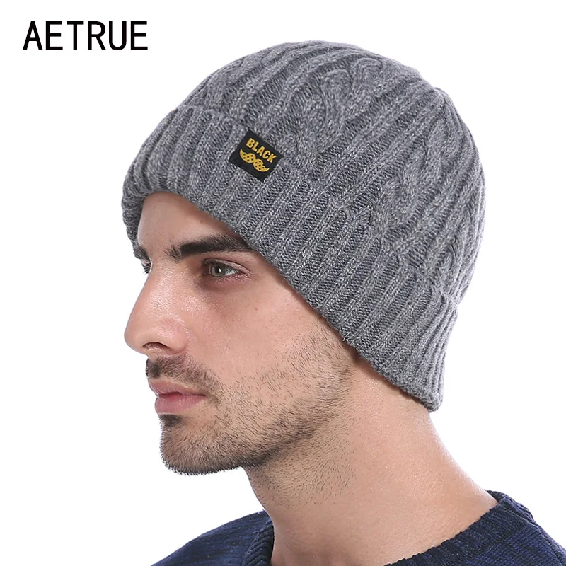 Brand Winter Beanies Men Winter Hats For Men Women Knitted Hat Bonnet Fashion Caps Skullies Black