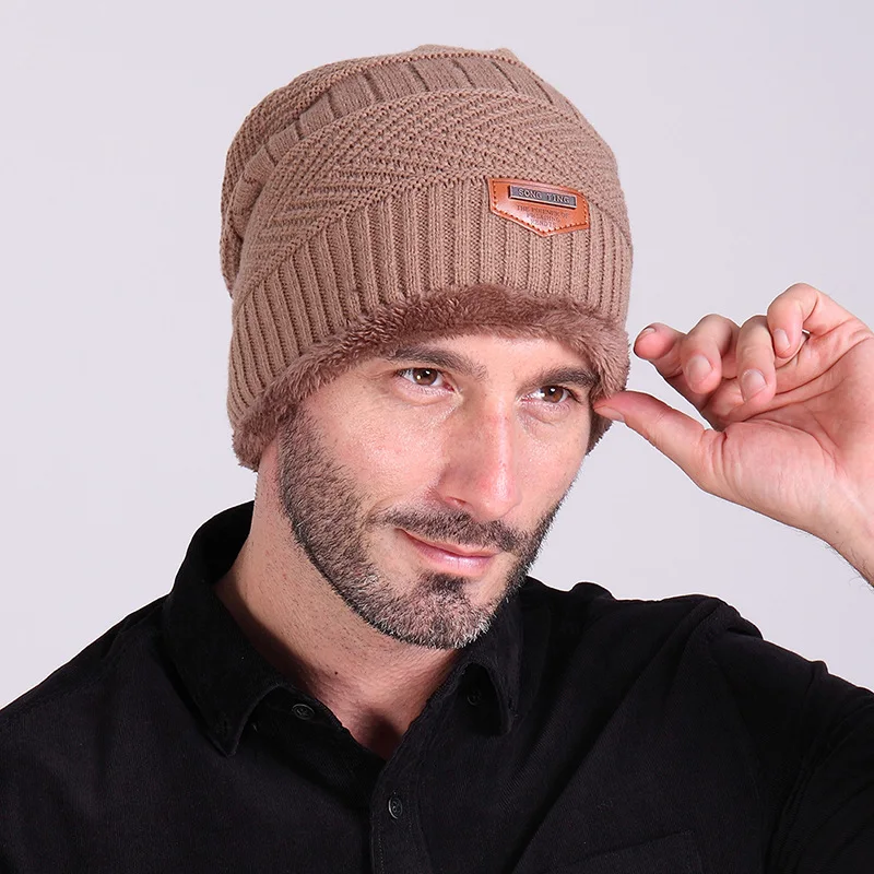 Men Winter Cotton Hat Wool Thicken Warm Caps Winter Flannel Warm Knitted Caps Men s Outdoor