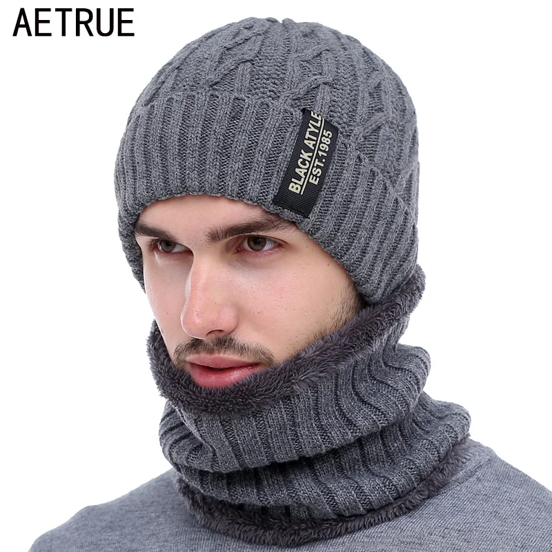 AETRUE Brand Winter Hats For Men Skullies Beanies Men Winter Knitted Hat Scarf Wool Women Gorras