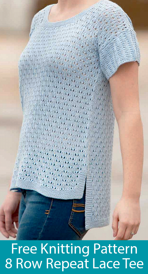 Free Knitting Pattern for 8 Row Repeat Afternoon Tee