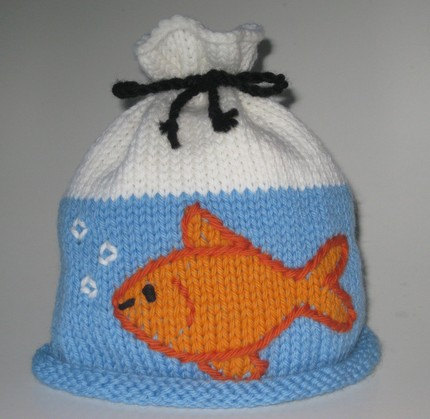 Goldfish in a Bag Hat Knitting Pattern 
