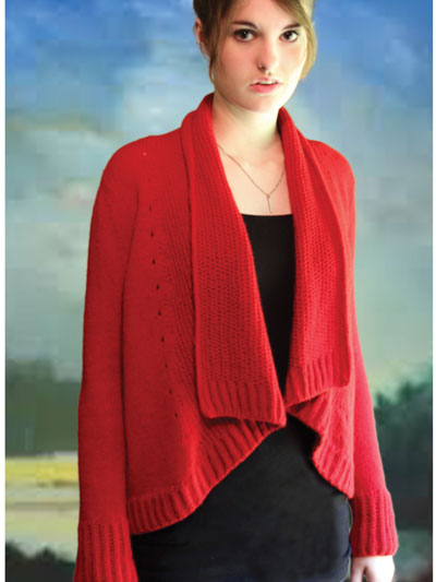 Knitting pattern for Lithia Cardigan and more draped front cardigans