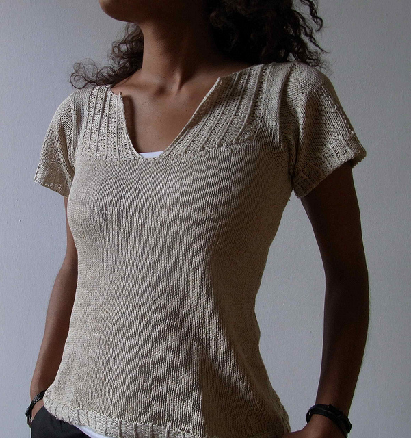 Free knitting pattern for Pintuck T-shirt tee