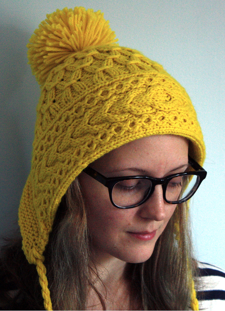 Free Knitting Pattern for Cabled Ski Bonnet