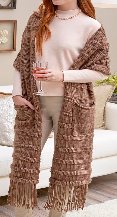 Free Knitting Pattern for Posh and Pocketed Super Scarf