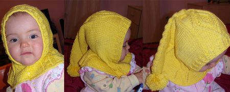 Желтая шапочка - шлем спицами