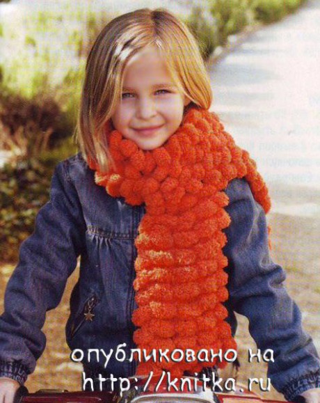 Объемный шарф спицами для девочки