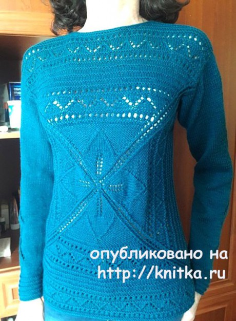 Пуловер спицами Легкий шарм. Работа Марины Ефименко. Вязание спицами. 0n