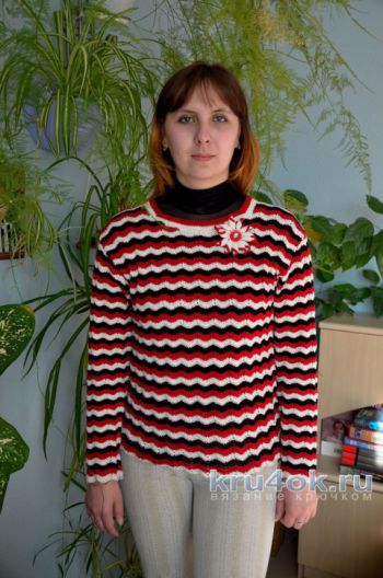 Женский пуловер с узором Волны или Зигзаг