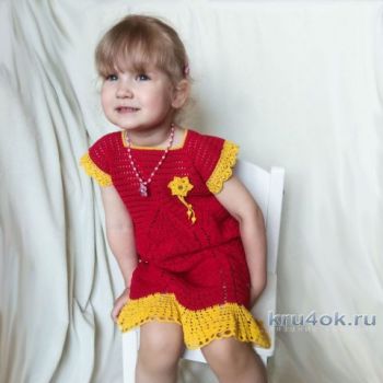 Летнее платье для девочки 2-3 лет крючком. Работа Александры Карвелис