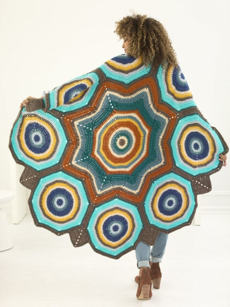 Free Crochet Pattern for a Star Mandala Afghan.