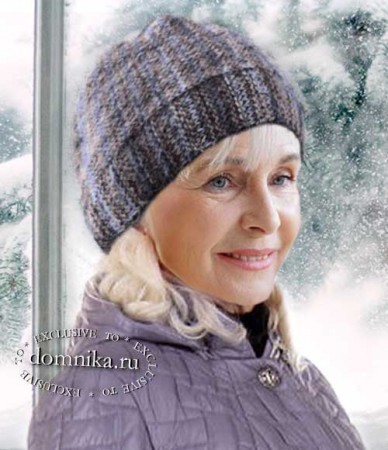 простая зимняя шапка для пожилых женщин схема вязания