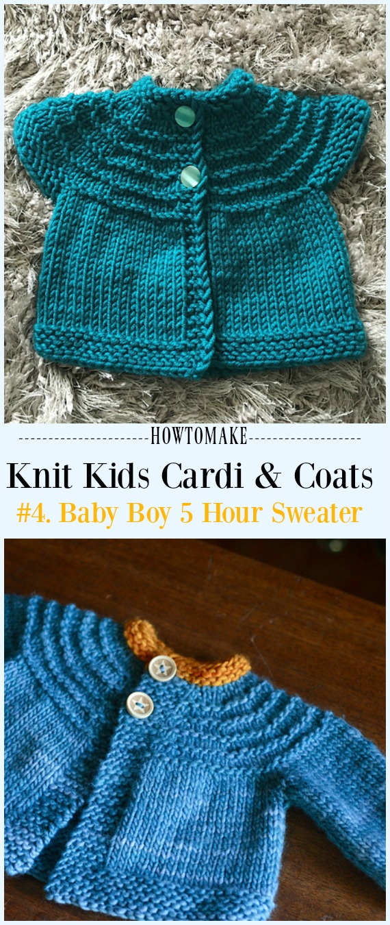 Baby Boy 5 Hour Sweater Free Knitting Pattern - #Knit Kids #Cardigan Sweater Free Patterns