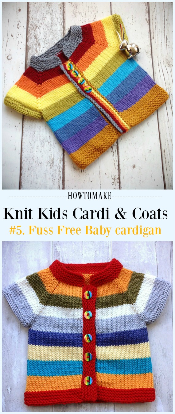 Fuss Free Baby cardigan Free Knitting Pattern - #Knit Kids #Cardigan Sweater Free Patterns