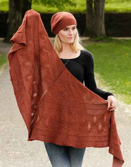 Free Knitting Pattern for a Lacey Laurels Shawl with Matching Hat