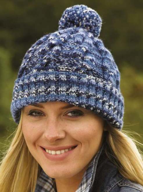 Free Knitting Pattern for a Cabled Hat with Variegated Yarn